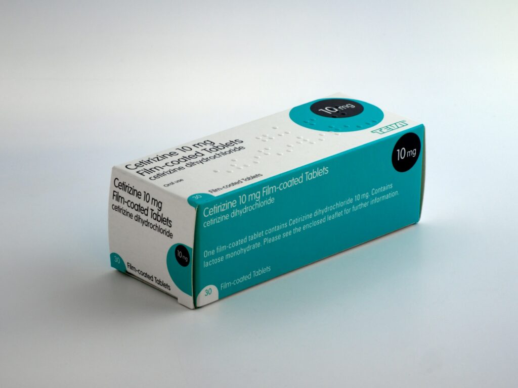 Cetirizine tablet box.