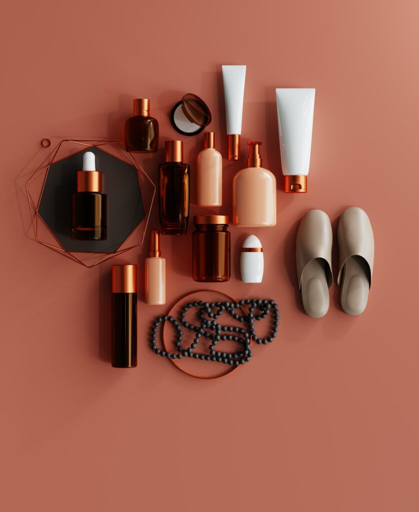 Image of a skin care set, with numerous items displayed