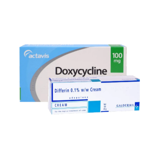Doxycycline 100mg Capsules (84 Capsules) and Differin Gel (45g)